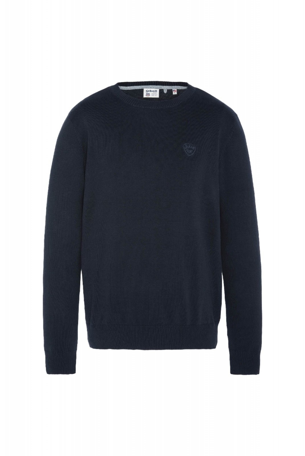 Pull fin col rond 100% coton Schott NAVY PLB100