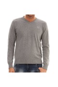 Pull 100% coton col V Schott H GREY PLB110