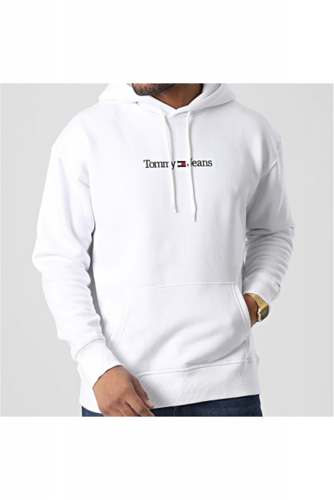 Sweat à capuche logo Tommy Jeans YBR White DM0DM15013