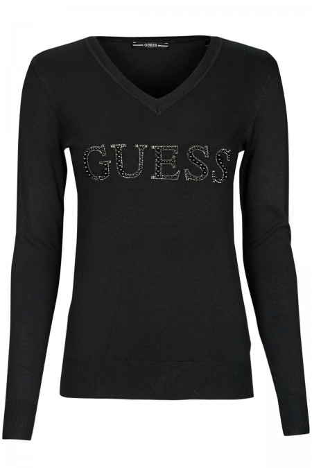 Pull à logo strassé Guess jeans JBLK Jet Black A996 W3GR36 Z2NQ2