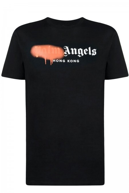 TShirt print logo sprayed Palm Angels BLACK/ORANGE PMAA001S2041300561018