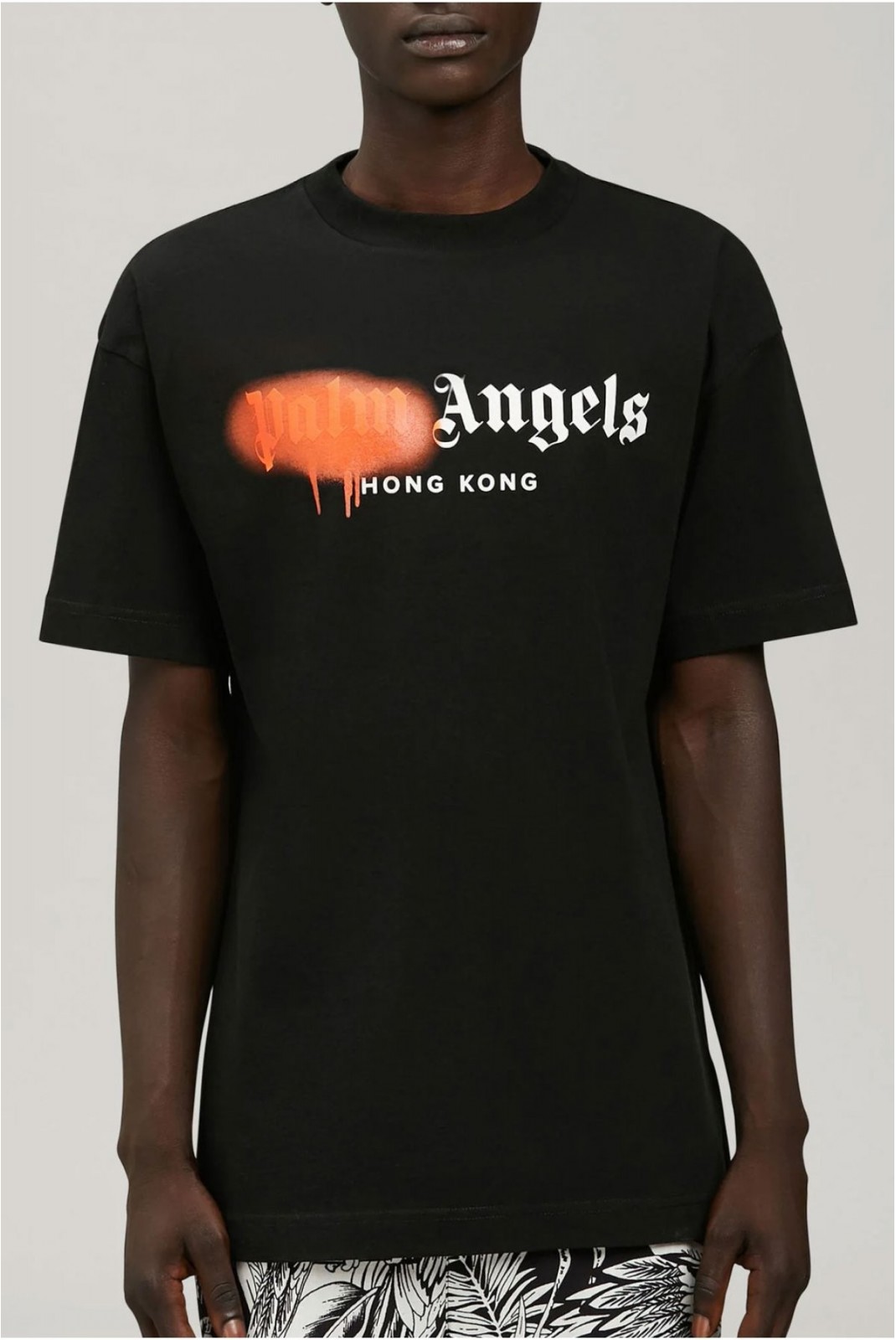 TShirt print logo sprayed Palm Angels BLACK/ORANGE PMAA001S2041300561018