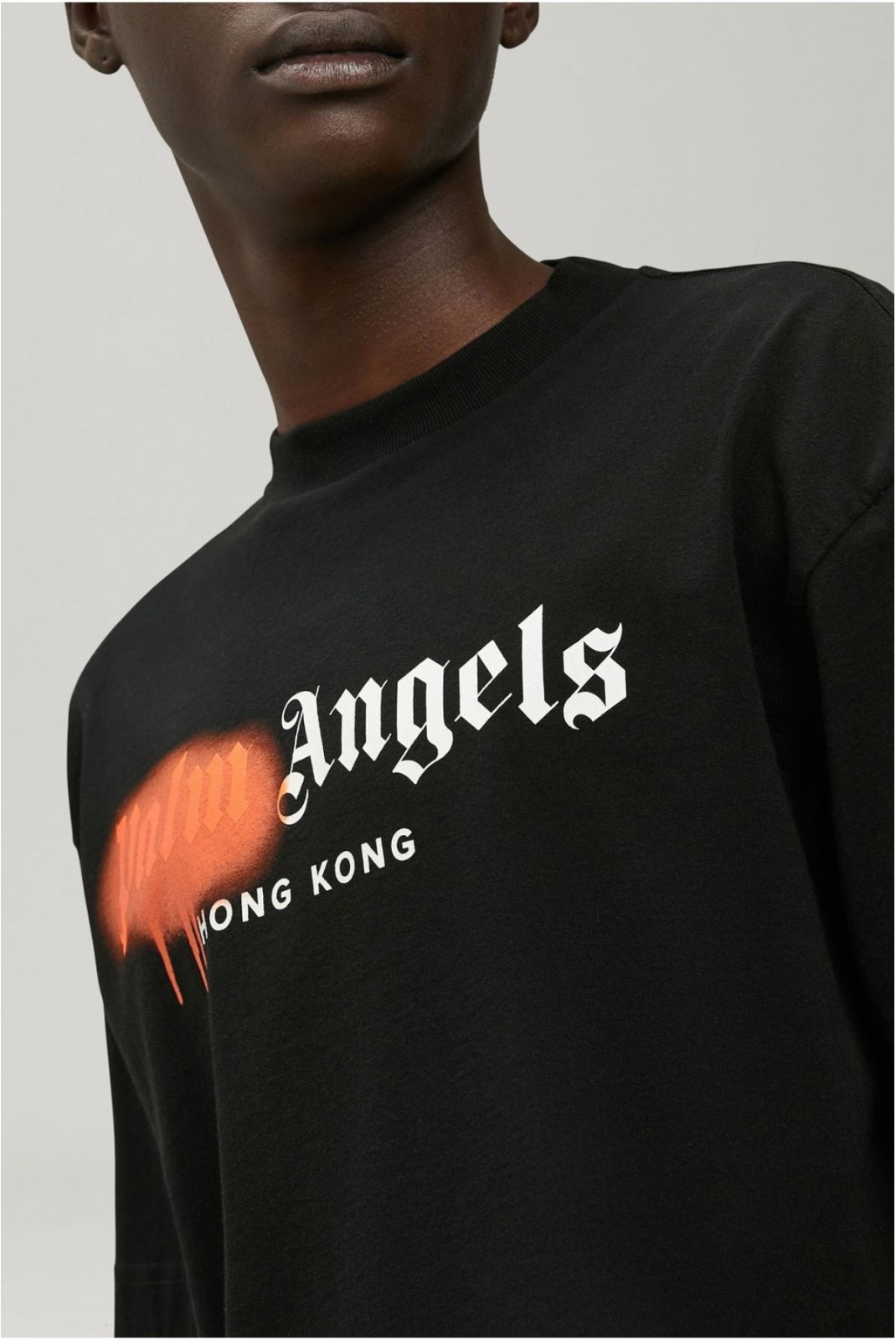 TShirt print logo sprayed Palm Angels BLACK/ORANGE PMAA001S2041300561018