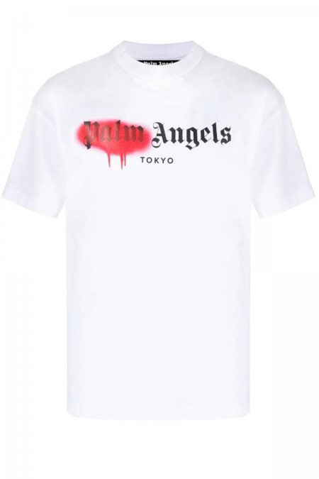 TShirt print logo sprayed Palm Angels WHITE/RED PMAA001S204130590129