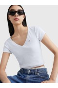 Top col V logo Tommy Jeans YBR White DW0DW14877