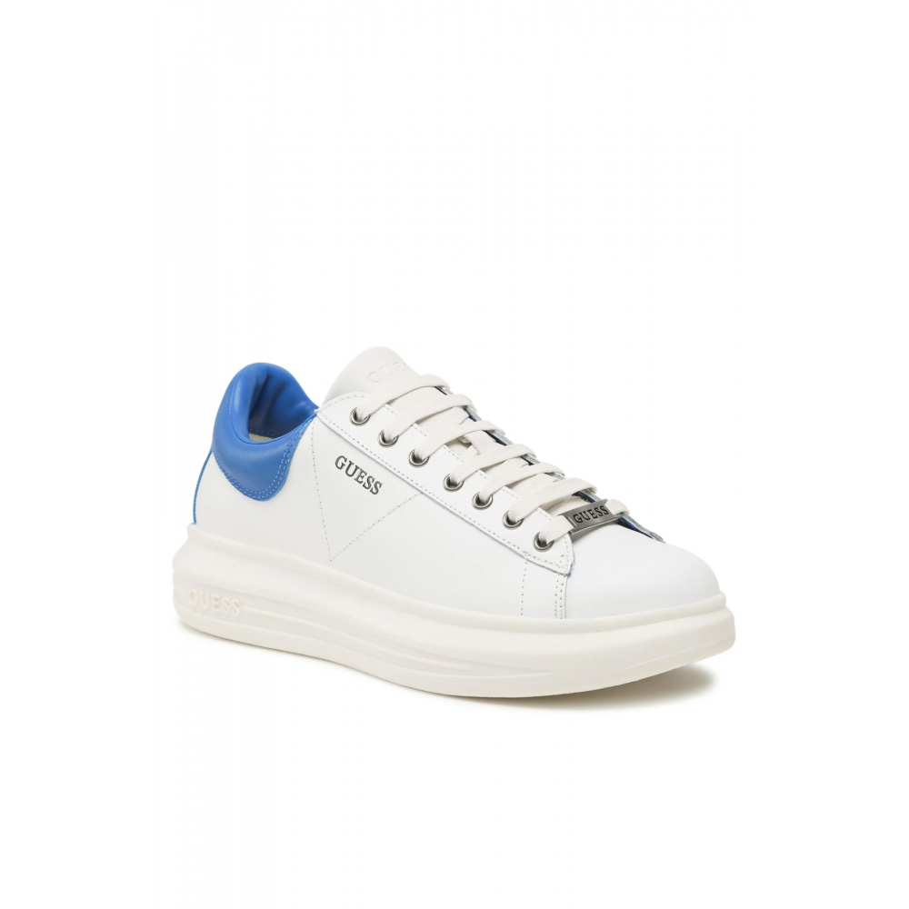 Sneakers basses Vibo en cuir Guess jeans WHITE BLUE FM6VIB ELL12