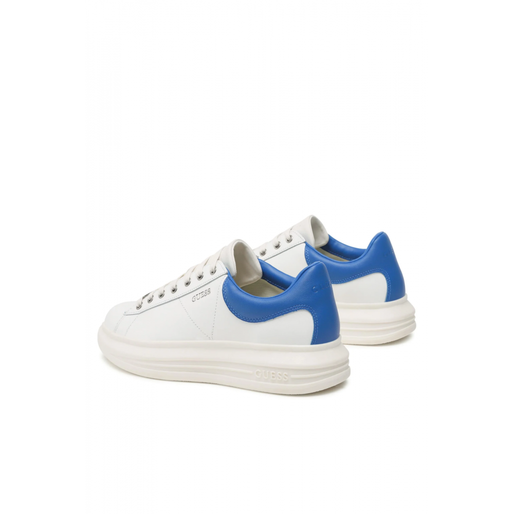 Sneakers basses Vibo en cuir Guess jeans WHITE BLUE FM6VIB ELL12