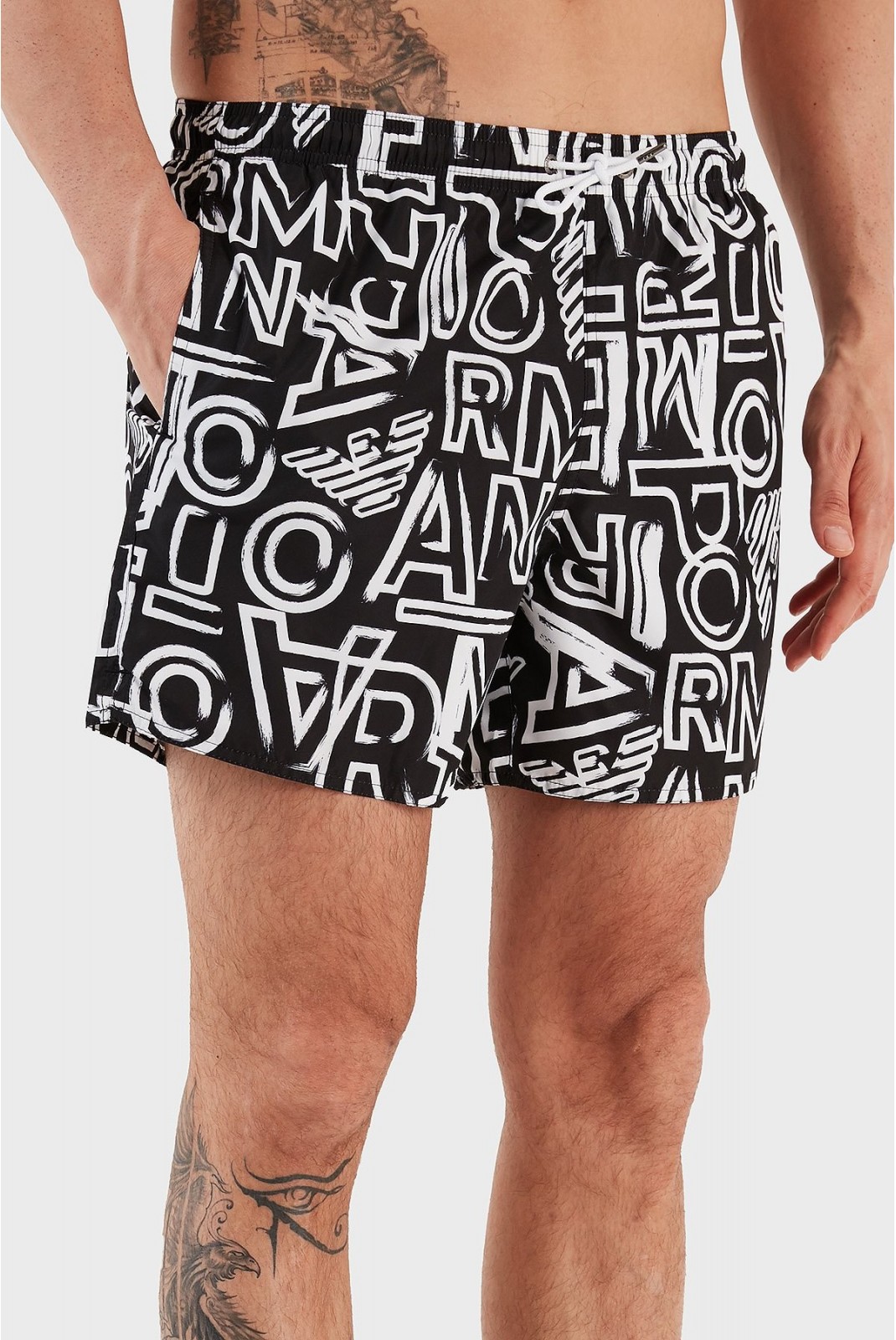 Short de bain imprimé Emporio armani 00121 NERO/BIANCO 211740 3R435