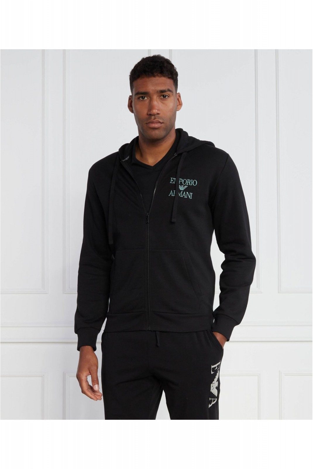 Sweat zippé à capuche logo brodé Emporio armani 00020 NERO 111784 3F571