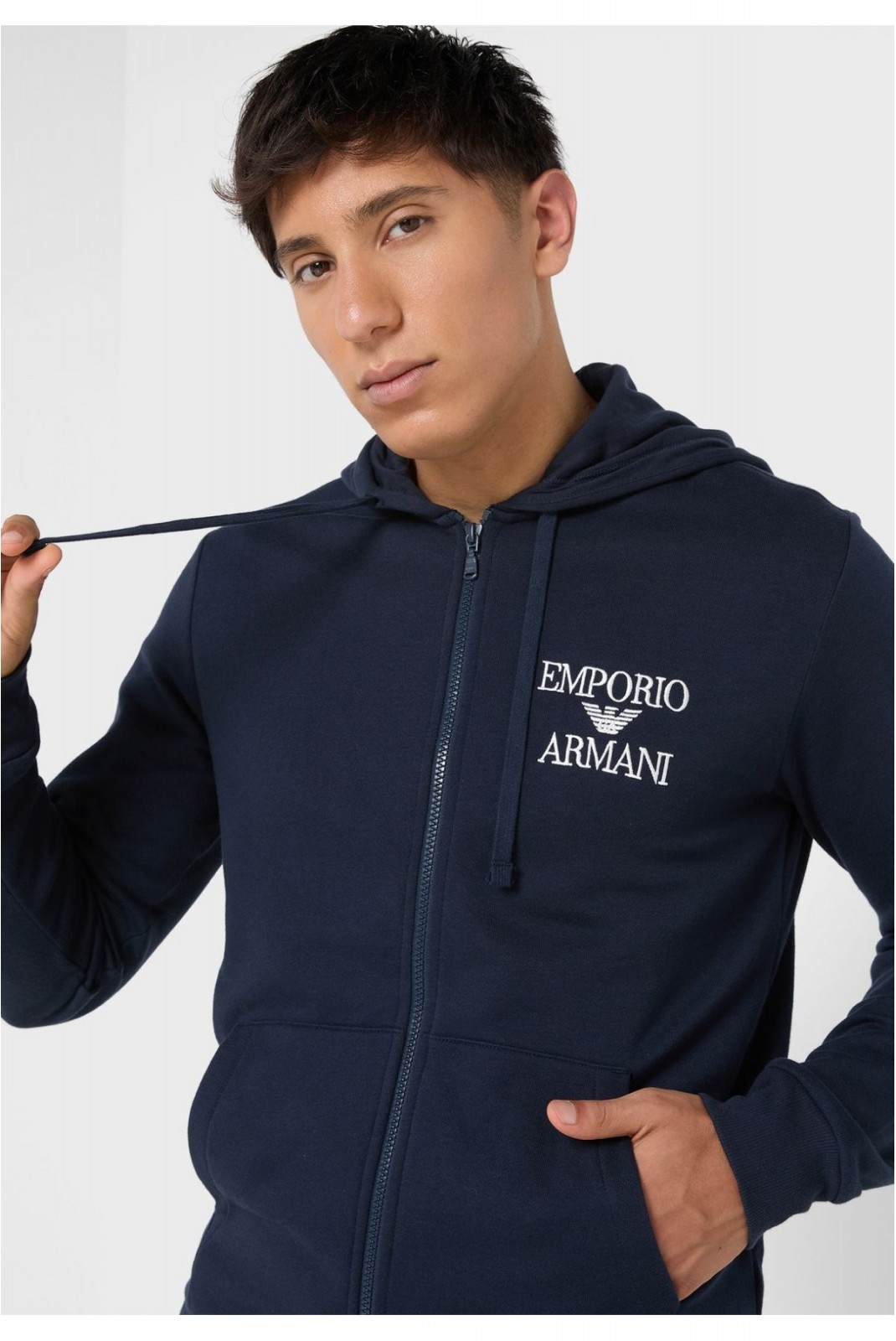 Sweat zippé à capuche logo brodé Emporio armani 00135 MARINE 111784 3F571