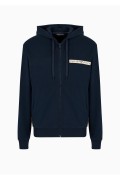 Sweat zippé capuche logo printé Emporio armani 00135 Marine 112053 3F573