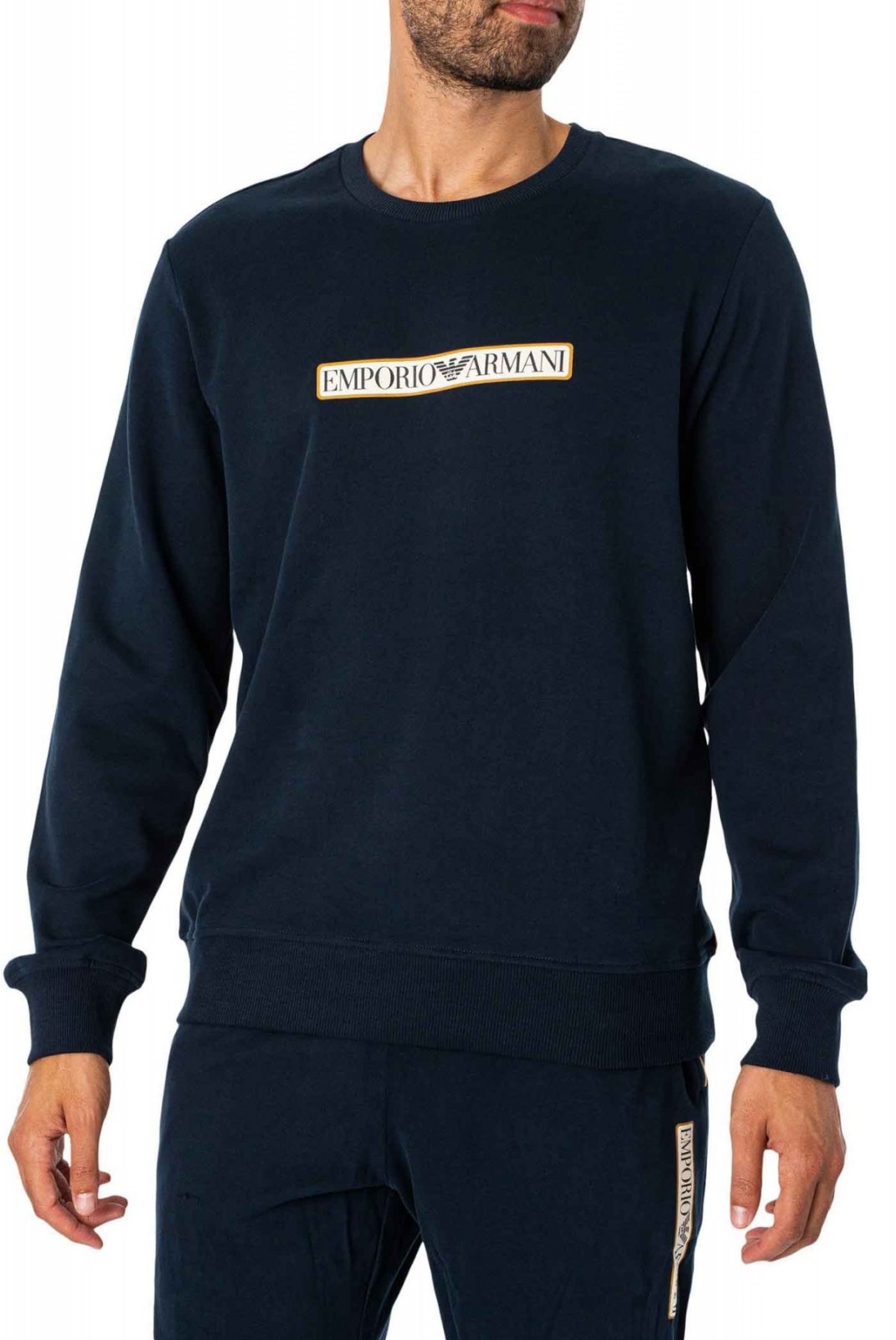 Sweat léger 100% coton logo printé Emporio armani 00135 MARINE 111785 3F573