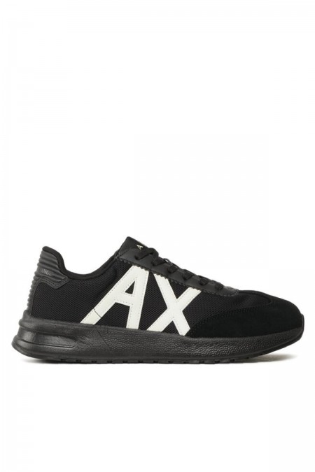 Sneakers mesh et suède logo cousu Armani exchange M217 BLACK+BLACK+OFF WHIT XUX071 XV527