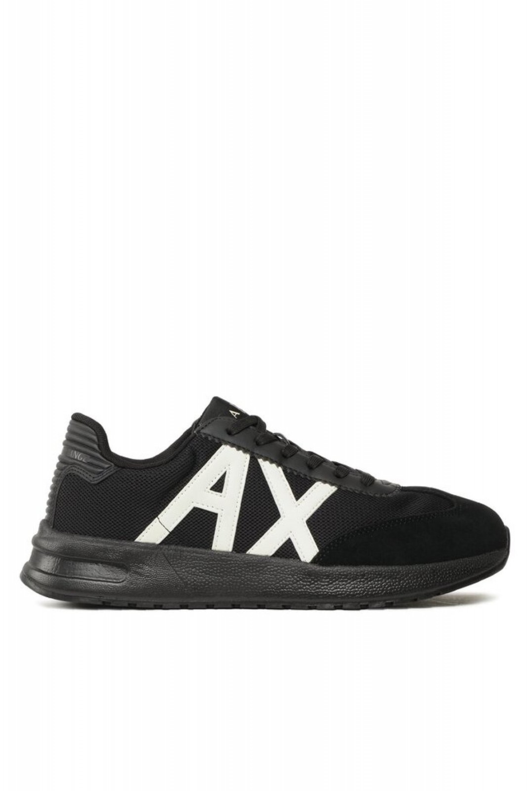 Sneakers mesh et suède logo cousu Armani exchange M217 BLACK+BLACK+OFF WHIT XUX071 XV527