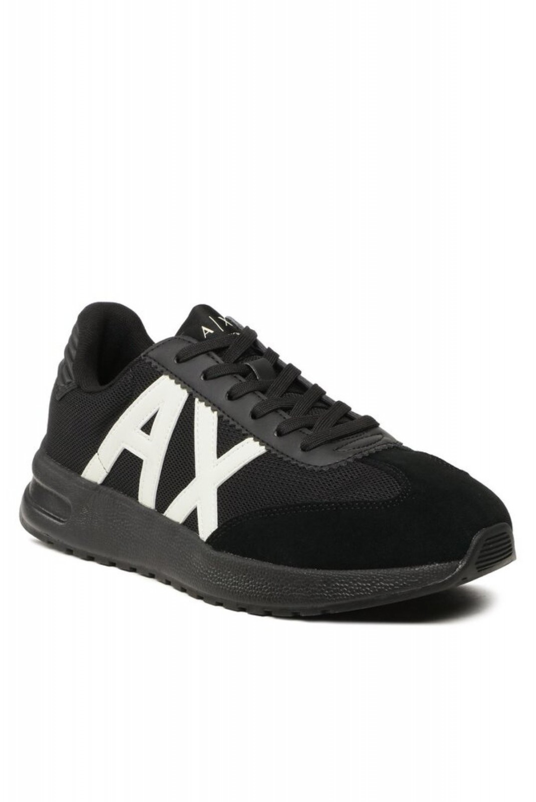 Sneakers mesh et suède logo cousu Armani exchange M217 BLACK+BLACK+OFF WHIT XUX071 XV527