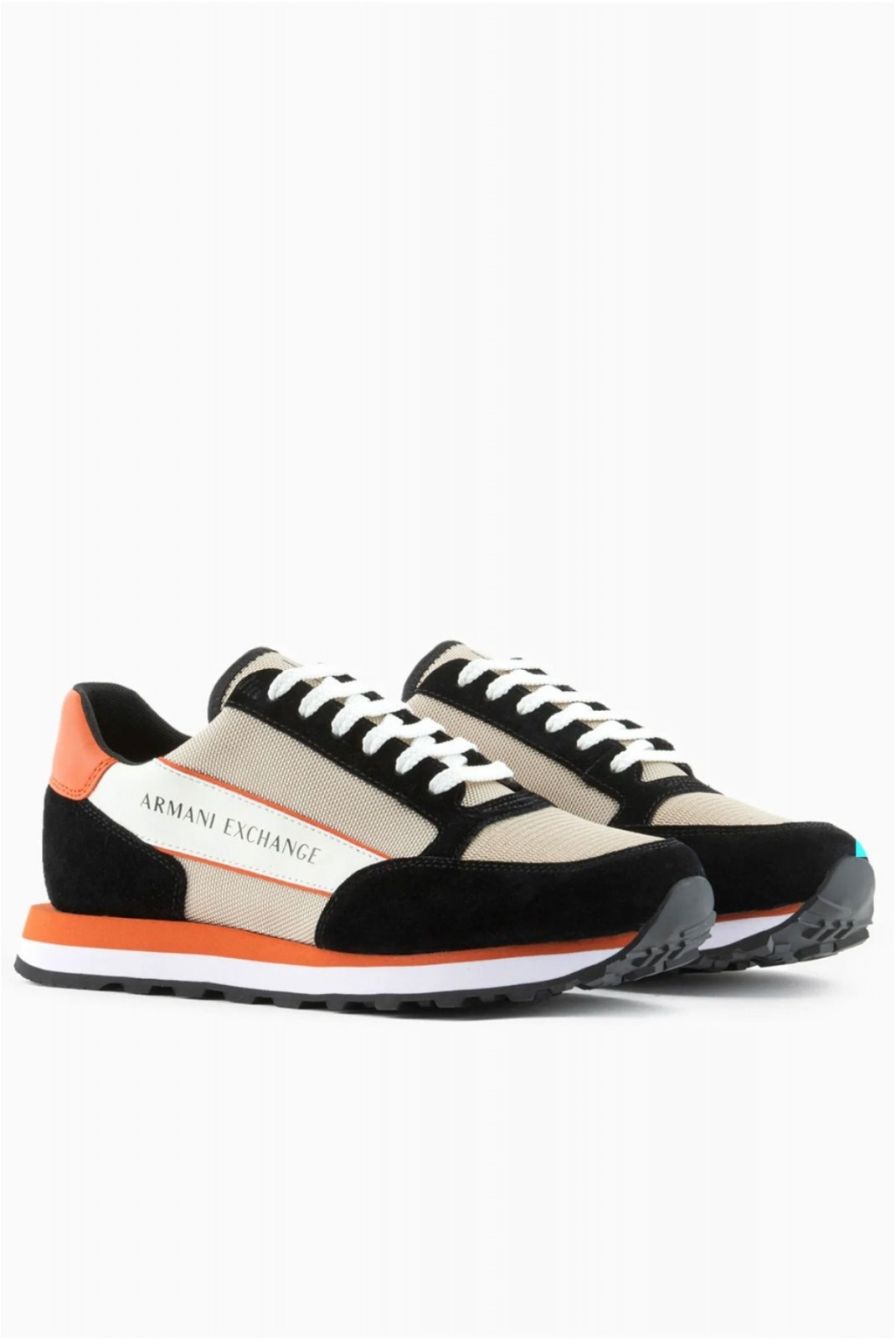 Sneakers bimatières Armani exchange T079 BLACK+ORANGE+CREAM XUX083 XV263