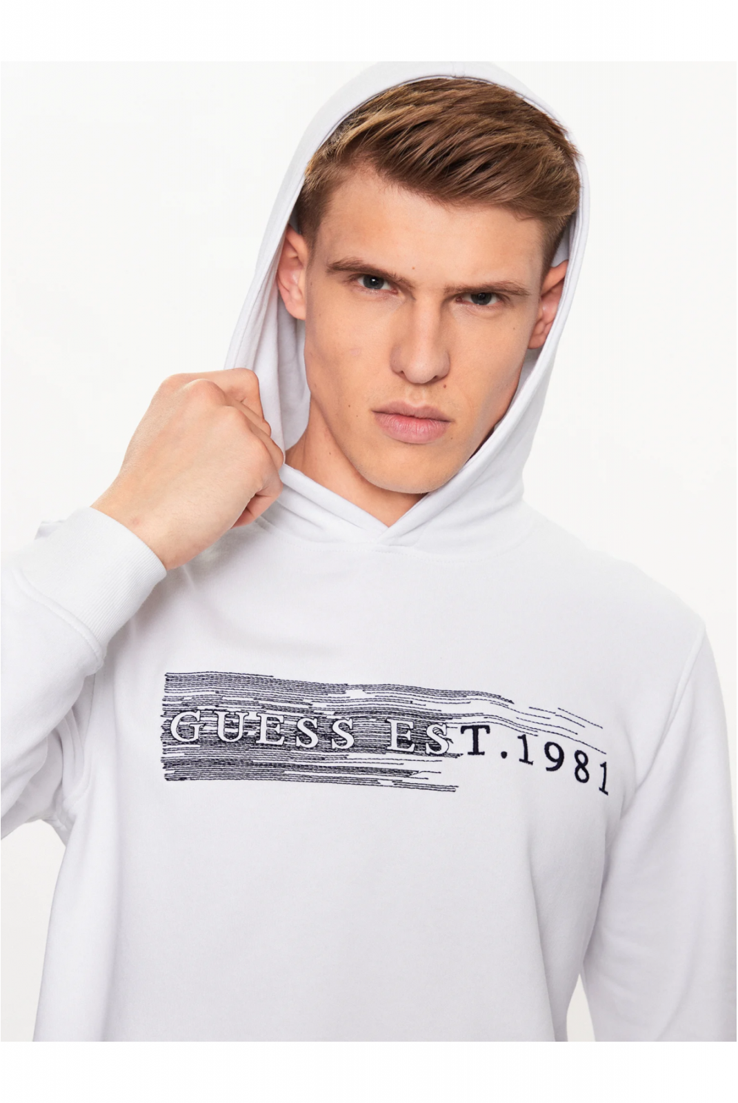 Sweat à capuche à logo brodé Guess jeans G011 Pure White M3YQ36 KBK32