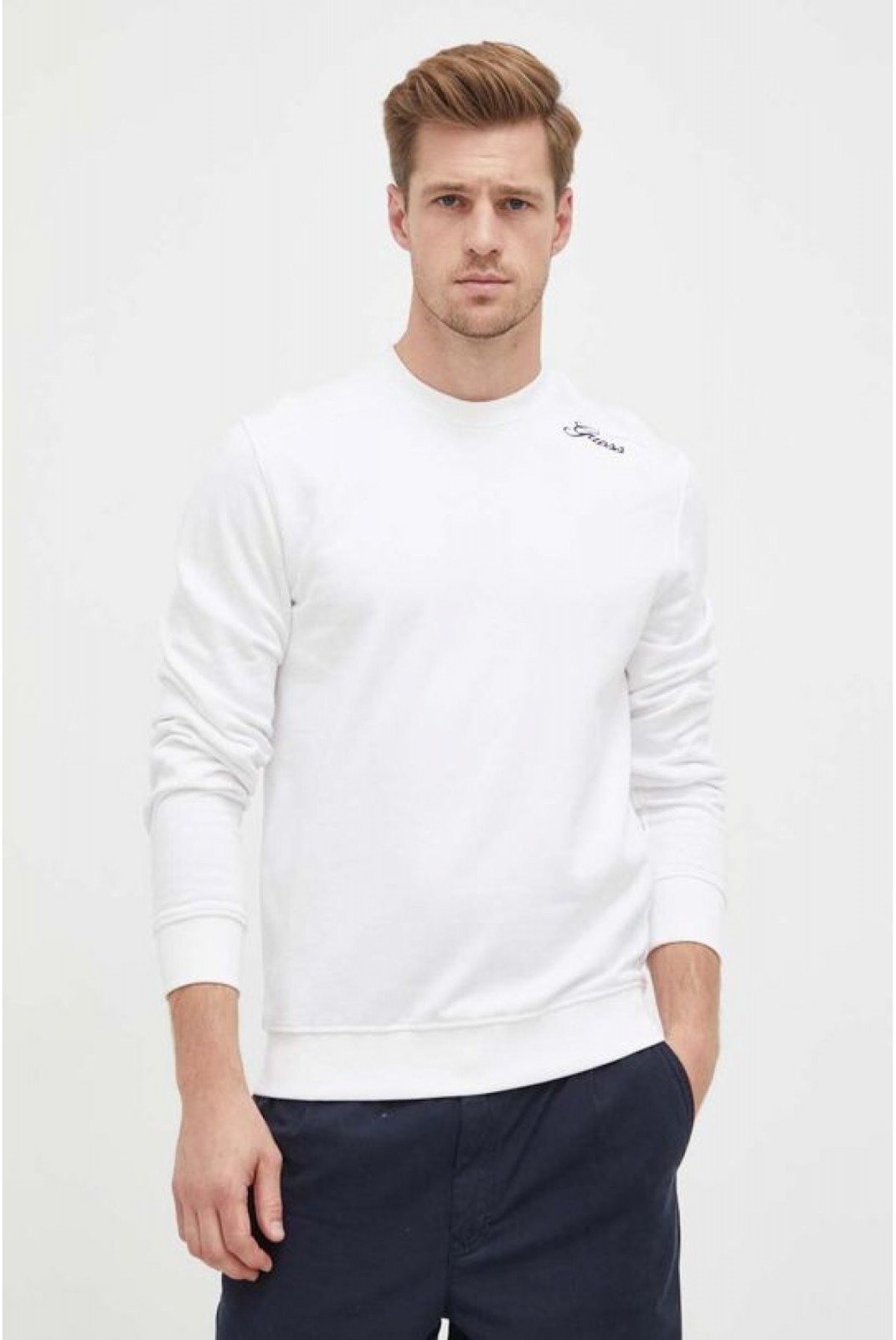 Sweat slim à logo brodé épaule Guess jeans G011 Pure White M3BQ25 KBY31