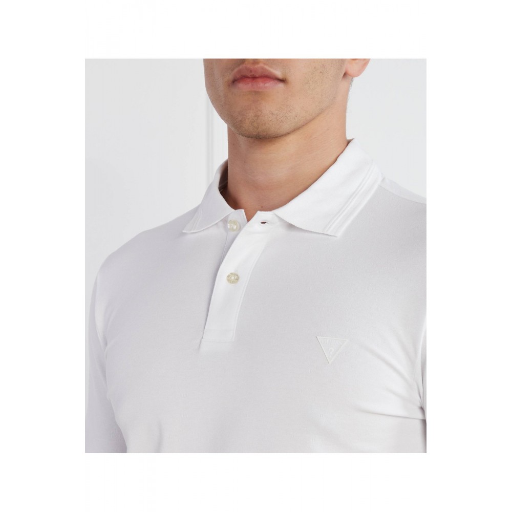 Polo slim fit à logo patché Guess jeans G011 Pure White M3YP60 K7O64