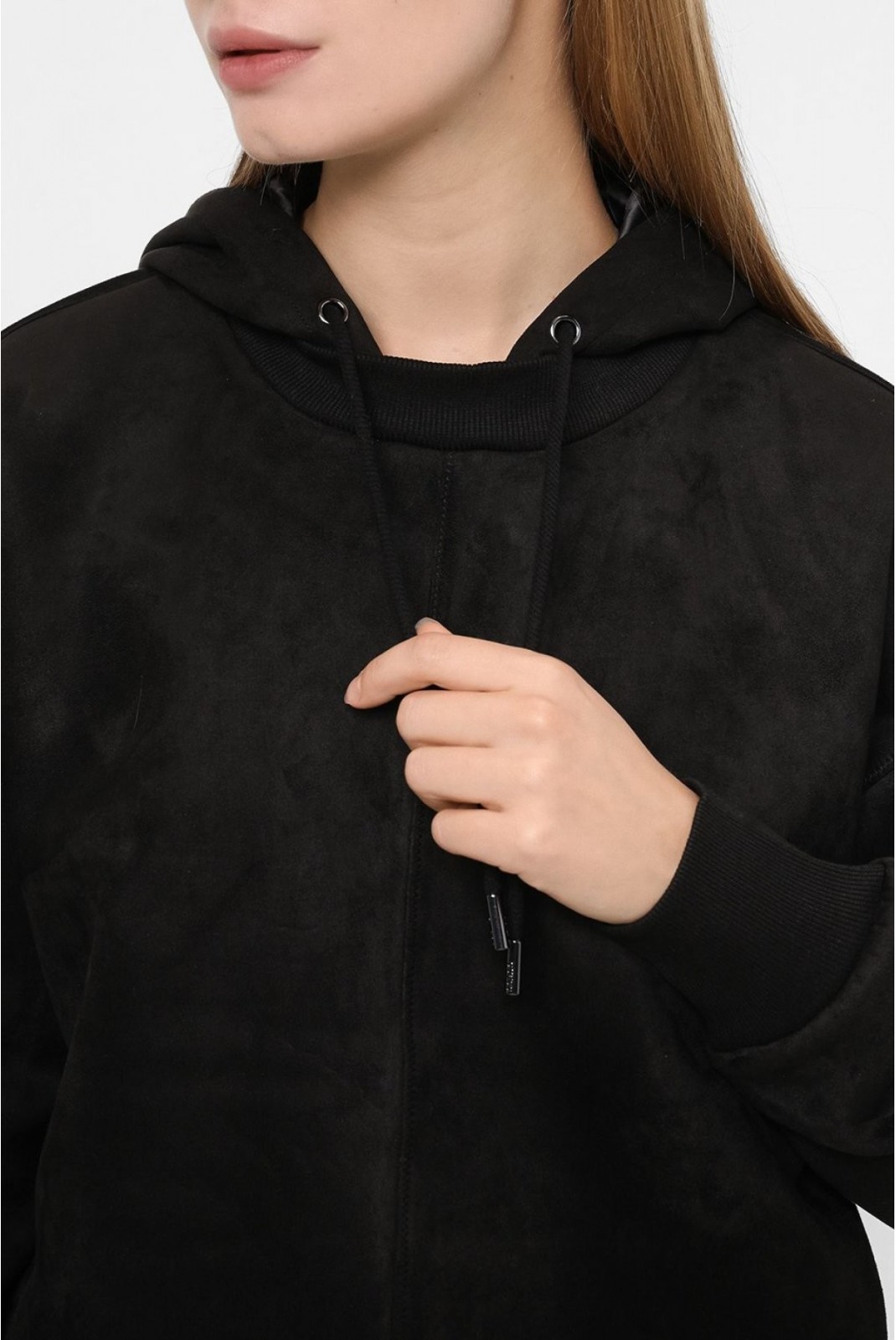 Sweat effet daim à capuche Guess jeans JBLK Jet Black A996 W2BQ12 KAUJ2