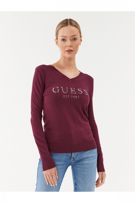 Pull fin à logo strass Guess jeans G4A1 BLACK CHERRY W3BR24 Z2NQ2