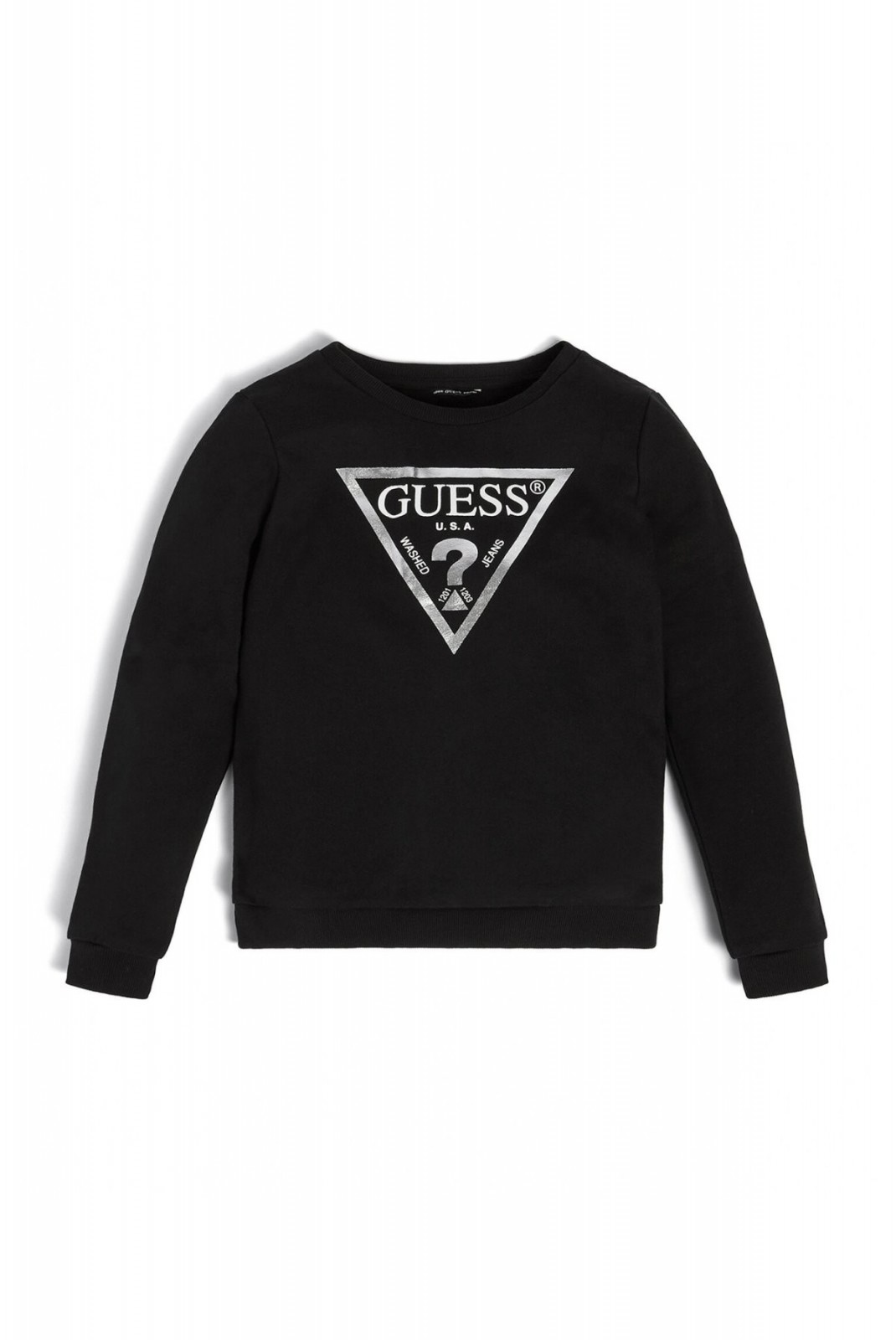 Sweat logo triangle 100% coton  Guess jeans A996 JET BLACK W/ FROST G J74Q10 KAUG0