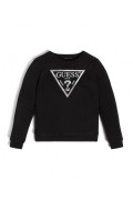 Sweat logo triangle 100% coton  Guess jeans A996 JET BLACK W/ FROST G J74Q10 KAUG0