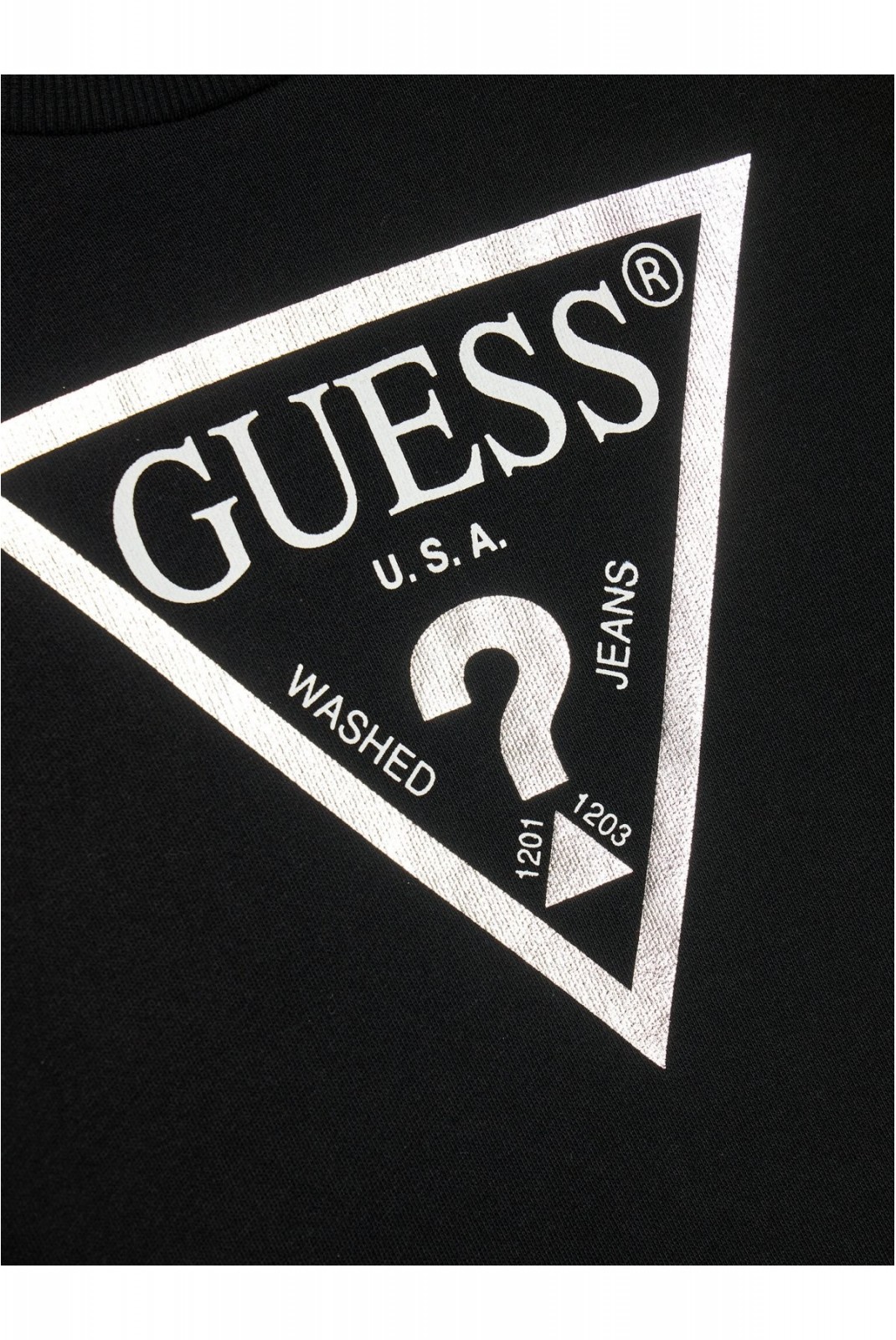 Sweat logo triangle 100% coton  Guess jeans A996 JET BLACK W/ FROST G J74Q10 KAUG0