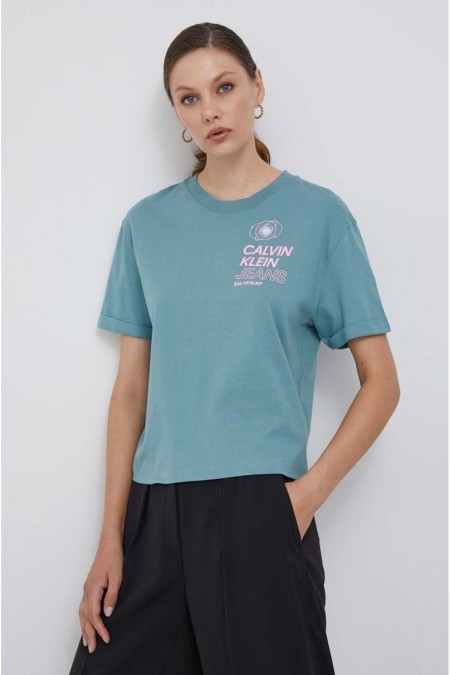 TShirt coton bio Calvin klein CAX Arctic / Neon Pink J20J222043