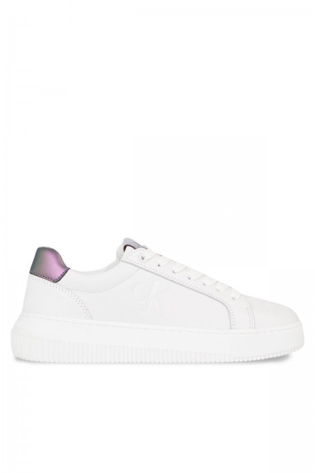 Sneakers cuir irisé logo embossé Calvin klein 01W Bright White/Amethyst YW0YW01202