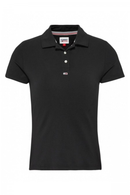 Polo stretch à logo brodé Tommy Jeans BDS Black DW0DW15847