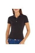 Polo stretch à logo brodé Tommy Jeans BDS Black DW0DW15847