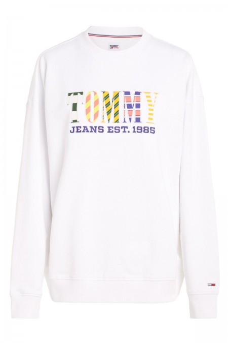 Sweat logo fantaisie Tommy Jeans YBR White DW0DW16246