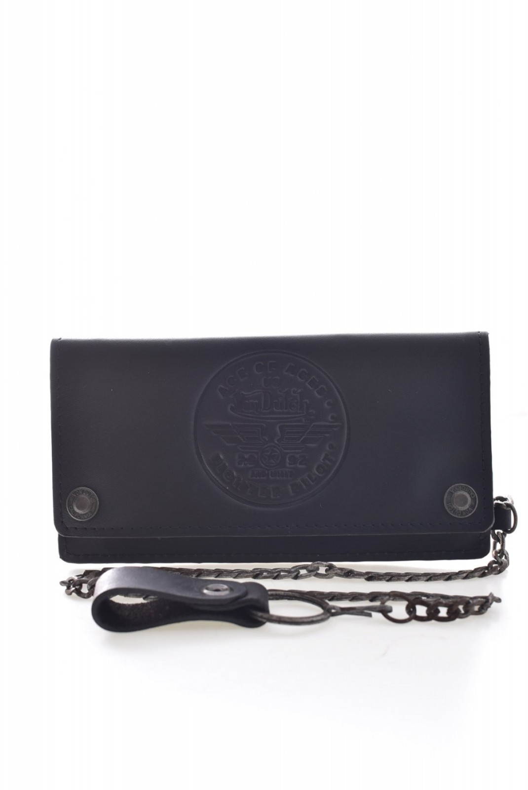 Porte monnaie à attache 100%cuir Von dutch NOIR GROUND