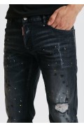 Jean droit stretch destroy Dsquared2 900 DENIM NOIR S71LB0889