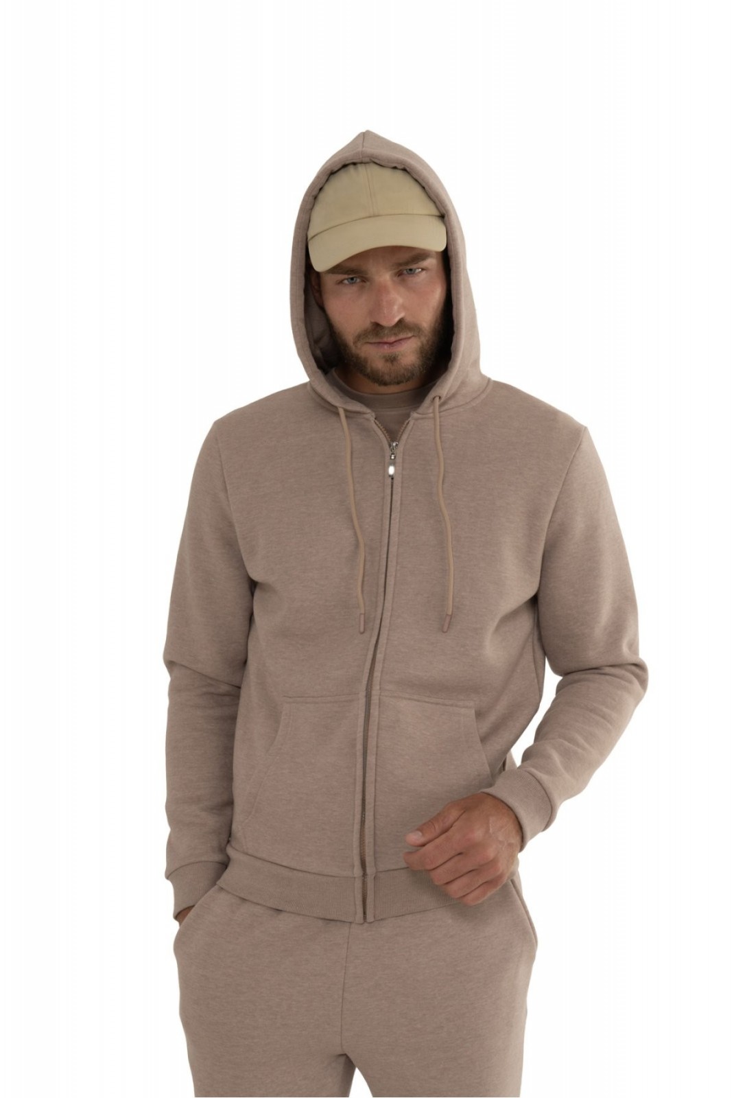 Sweat zippé molletonné Just Emporio LIGHT BROWN MEL JE-520