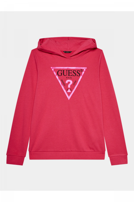 Sweat capuche logo triangle Guess jeans G6L3 SATEEN FUCHSIA J83Q14 KAUG0