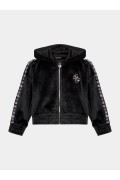 Sweat zippé capuche logo sequins Guess jeans JBLK Jet Black A996 J3BQ05 KBYO0