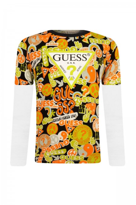 TShirt ML effet superposition Guess jeans P9H0 N3YI07 K8HM3