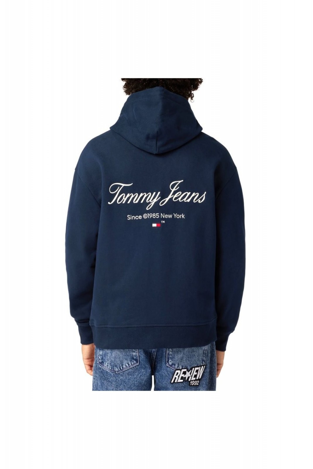 Sweat capuche zippé logo brodé dos Tommy Jeans C1G Dark Night Navy DM0DM18389