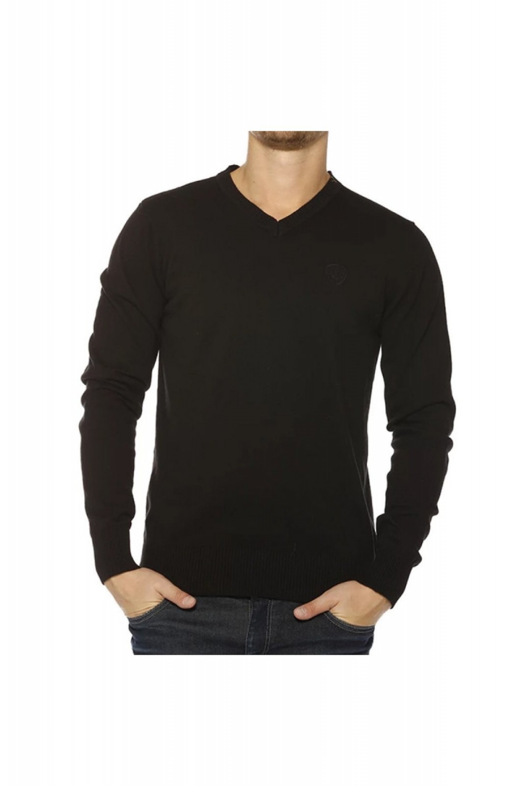 Pull 100% coton col V Schott BLACK PLB110