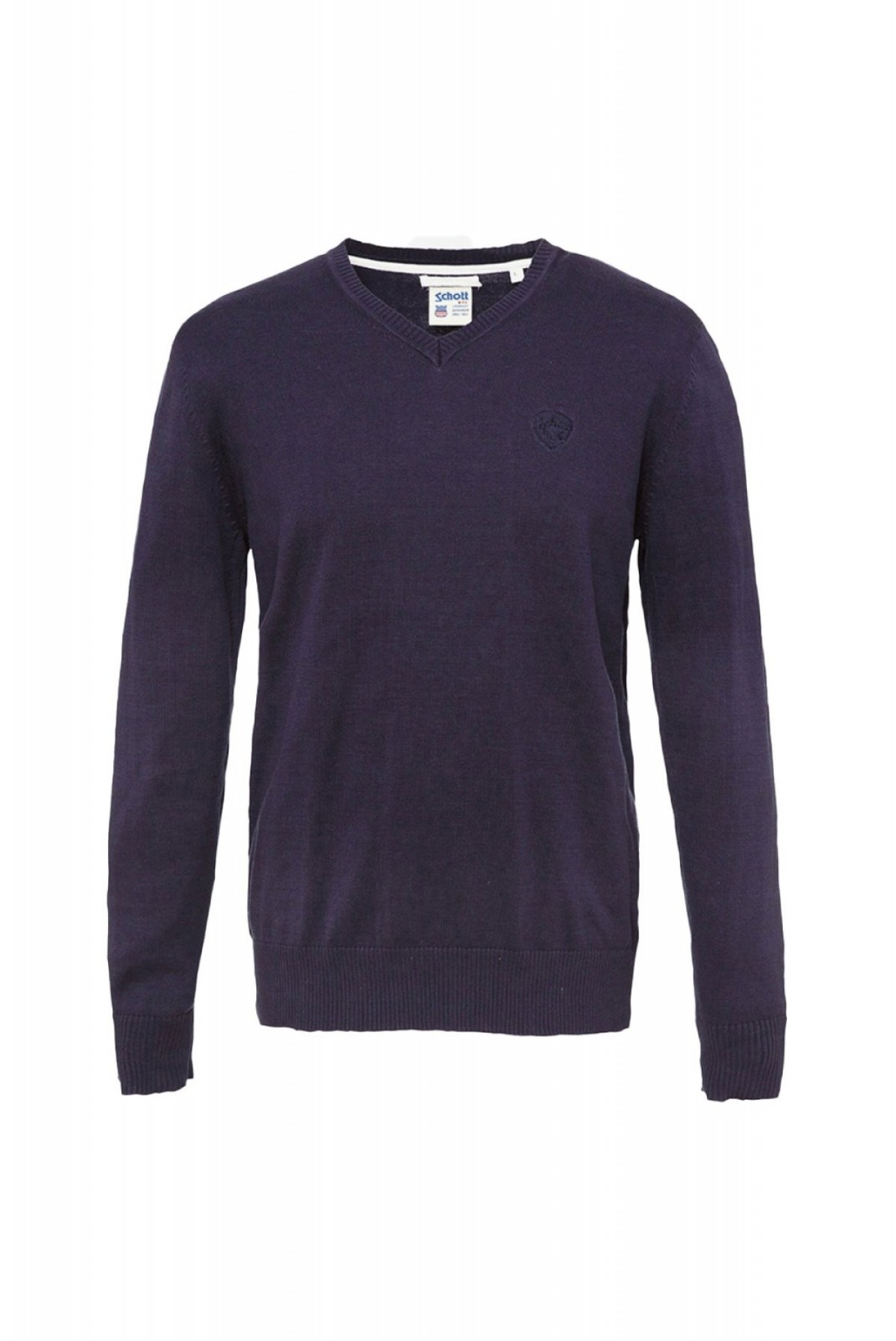 Pull 100% coton col V Schott NAVY PLB110