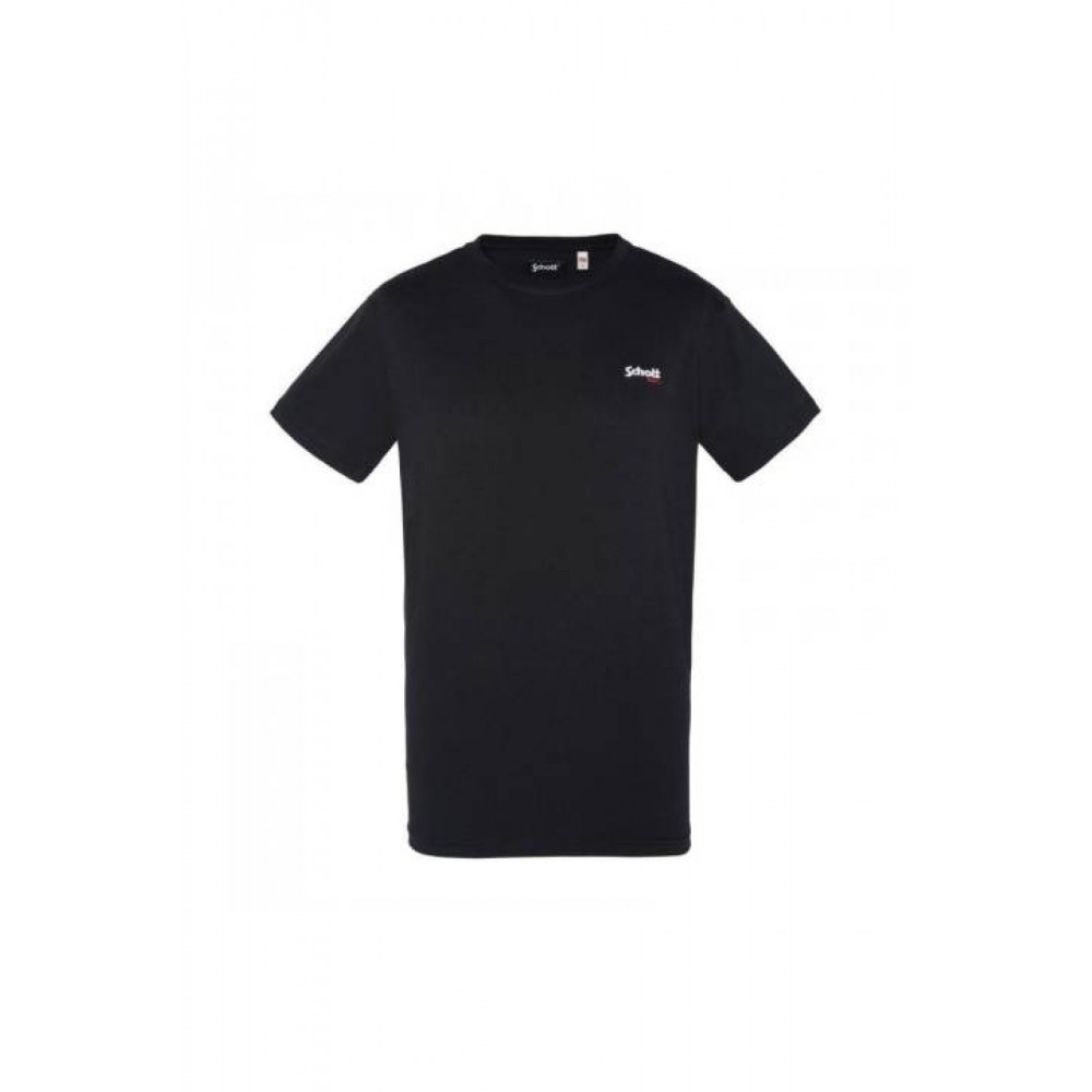 TShirt coton logo brodé Schott BLACK TSCREWEMB