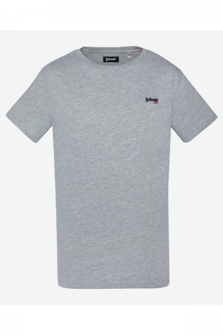 TShirt coton logo brodé Schott HEAT.GREY TSCREWEMB