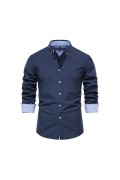 Chemise ML droite ajustée ATOM Navy blue SH700