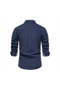 Chemise ML droite ajustée ATOM Navy blue SH700