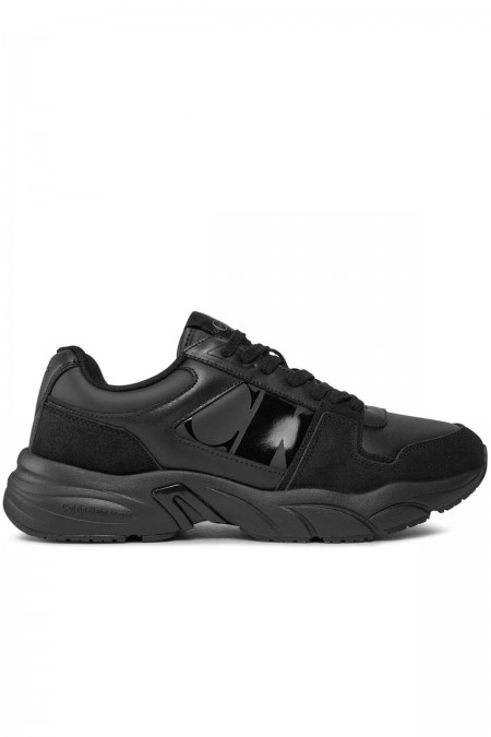 Baskets Tennis Retro cuir Calvin klein 0GT Triple Black YM0YM00745