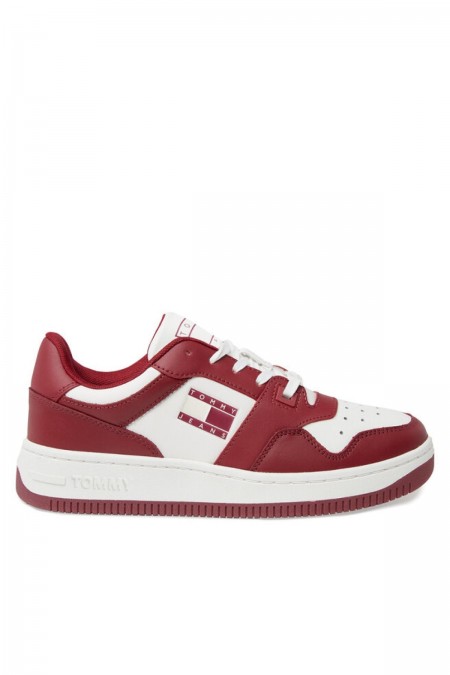 Baskets rétro en cuir Tommy Jeans XJS Rouge / Ecru EN0EN02532