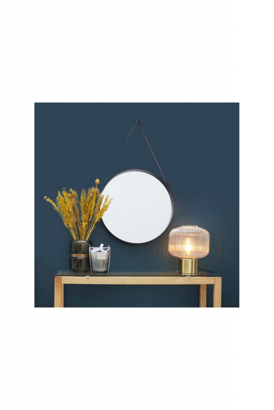 Miroir Rond Avec Anse 40Cm Home Déco Factory Noir  HD4325