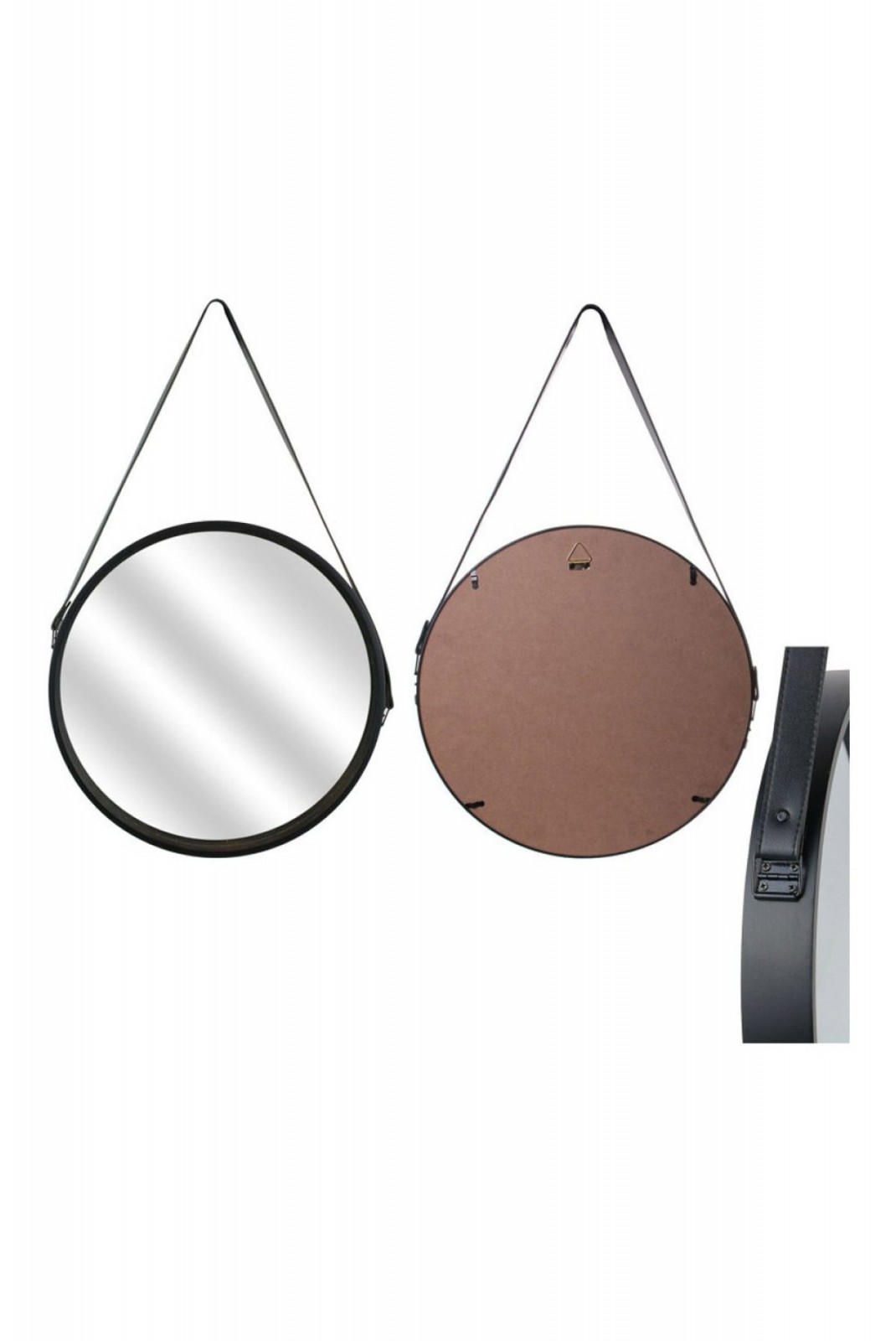 Miroir Rond Avec Anse 40Cm Home Déco Factory Noir  HD4325